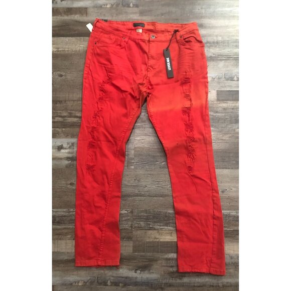 Leverage Mens 38x34 Red Slim Skinny Fit Distressed Jeans New with Tags - Picture 1 of 4
